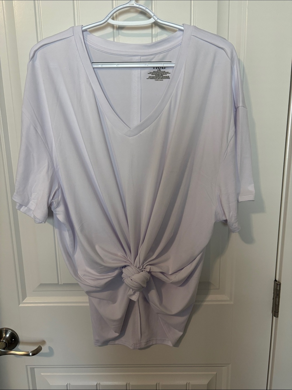 HUE Oversized V-Neck Short Sleeve Boyfriend Tee White